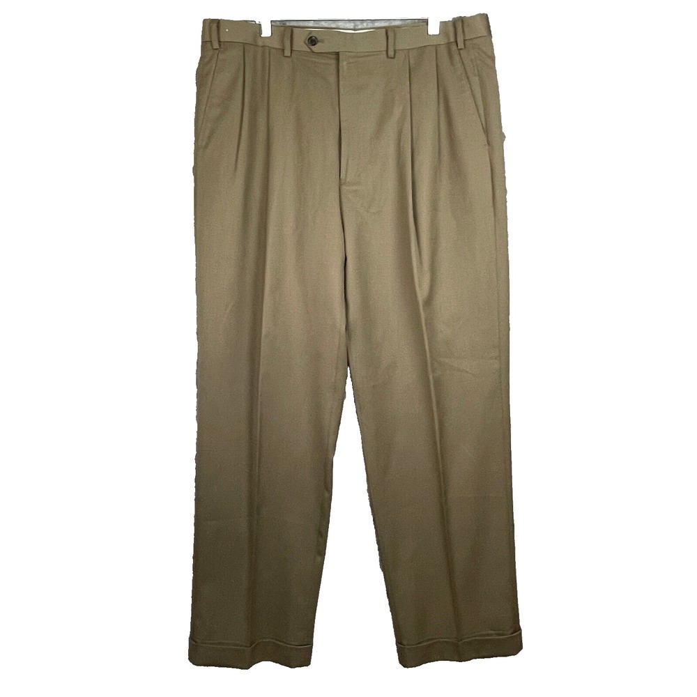 Ralph Lauren Dress Pants Mens 38X32 Tan Wool Cuffed Career Old Money Office